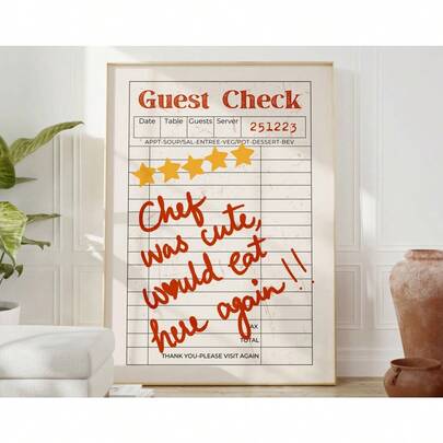 1pc Chef Is Adorable, Will Dine Here Again Printed Aesthetic Kitchen Decor Guest Diamond Print Vintage Poster Gift Fun Kitchen Print For Chefs