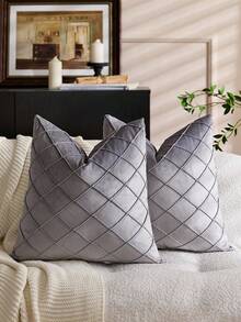 Juego de 2 fundas de almohada de terciopelo gris claro de 18x18 pulgadas, fundas de cojín de acento neutro suave con textura vintage para decoración de granja de lujo para el hogar, decoración navideña, regalos navideños (SIN RELLENO)