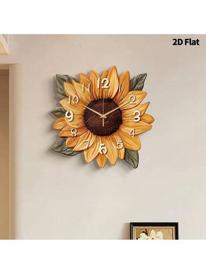 2D Flat Piece Creative Sunflower Home ation Wand Clock, Ultra Quiet Quartz Movement, No Ticking Sound, ative Painting Living Room, Bedroom Office, Stylish Klok Watch, Unique Personalized, Clear Reading Time, view 5