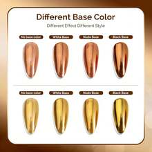 2Pcs Chrome Nail Powder For Gel Nails,Metallic Mirror Effect Pigment Stylish And Technological Fine Glitter For Home DIY Salon Use{"Color_name":"GoldandChampagne"} - 金色和香檳色 - 查看 5