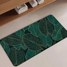 1/3 Stück rutschfeste, saugfähige Badezimmermatte, Vintage Blatt Muster Silikonmatte, Vintage Design Badezimmer, U-förmige Toilettenvorlage, saugfähige Fußmatte für Waschbecken, 2,5 mm Dicke Weihnachtsdekoration Küchenteppich