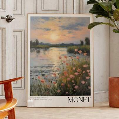 Póster de Claude Monet - Arte de pared moderno de mediados de siglo para decoración de habitación estética. Impresión de Monet como mejor regalo para amigo. Póster de exposición de Monet, conjunto de 1 póster de lienzo