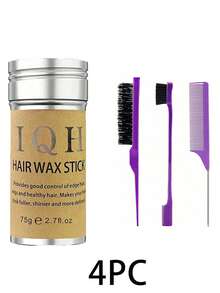 Set da 4 pezzi di pettini e cera per capelli, 1 pezzo di barretta di cera per capelli non unta per styling, pomata forte che rende i capelli ordinati e puliti, 1 pezzo di pennello per bordi per mantenere i bordi dei capelli lisci, 1 pezzo di pettine per acconciare i capelli lisci, controllo dei baby hair e domare le doppie punte