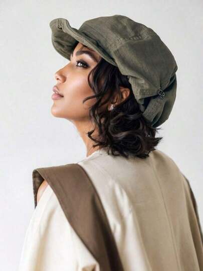 Beret Retro Artistic Style Newsboy Cap |    Large Size, Three-Dimensional, Makes The Face Look Smaller・Slouchy Style, Versatile |    Must-Have For Artistic Style Women To Go Out In Spring And Autumn Retro Wear |   New Style, Breathable Japanese Painter Hat Elements