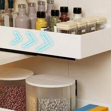 Organizer per cassetti da cucina a 2 livelli, contenitore per piccoli oggetti di grande capacità a strato singolo, organizer per armadietti in metallo estraibile, contenitori per cucina e soggiorno, organizer e contenitore per la casa, senza fori, bianco