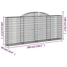 vidaXL Gabions 2 Pcs Vaulted 300x30x120/140 Cm Iron
