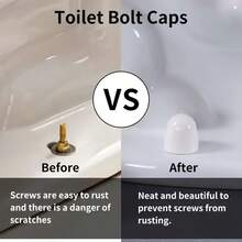 2 White Plastic Toilet Screw Covers - Easy To Install, No Tools Needed, Stylish Glossy Bathroom Accessories| Durable And Stylish Bathroom Upgrade, Toilet Accessories, Tool-Free Installation, Smooth Surface - 白色 - 2 件 - 查看 7