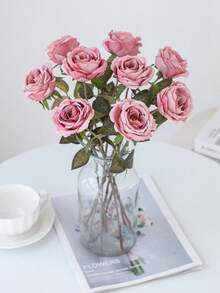 1/3/400 pezzi Fiori artificiali - Bouquet di rose, rose di seta, fiori artificiali finti per decorazioni invernali, regali di compleanno, articoli essenziali per le vacanze, decorazioni per camera da letto, decorazioni per la casa, decorazioni per la camera da letto, decorazioni per la casa - Fucsia - Visualizzare 1