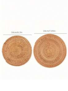 1 Bandeja de servir de ratán tejida a mano, bandeja de té de doble asa, plato de frutas, cesta de pan y aperitivos, bandeja redonda tejida a mano, cesta de aperitivos, cesta de almacenamiento, suministros para fiestas y festivales de gran tamaño. - Caqui - Ver 3