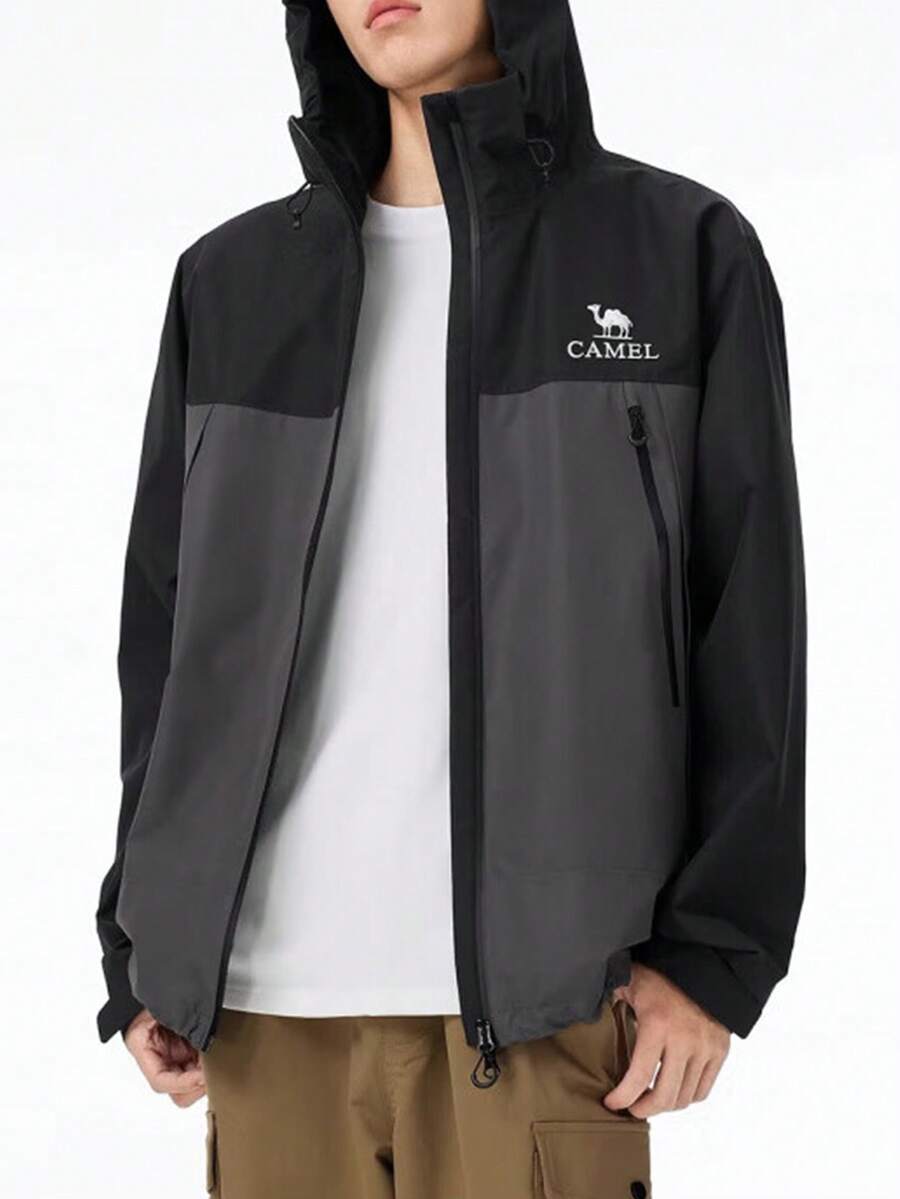 CAMEL CROWN 三防骆驼户外单层冲锋衣男女款防水外套冬季单层登山服 - 墨灰幻影黑 - 查看 1