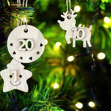 24pcs Christmas Advent Calendar Wooden Pendant 1-24 Numbers Countdown Wood Chips Xmas Tree Hanging Ornament New Year Gift Decor - Multicolor - View 6