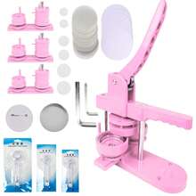 DIY Pin Button Maker Machine 25mm/32mm/58mm Badge Punch Press With 300pcs Button Parts (Green) - Pink - View 2