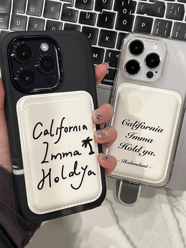 1pc Vintage English Style Magnetic Card Holder Phone Case Backplate, Fits Magsafe, Holds 1-2 Cards