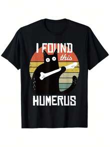 I Found This Humerus Cats Humorous Pun Funny Cat Lover Gift T-Shirt Men'S Cool Duck Graphic Black Casual Round Neck Short Sleeve T-Shirt 180g Fabric Weight 100% Cotton S-XXXL Perfect For Summer Outdoor Fun - màu đen - Xem 1