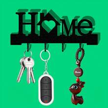 1pc Home Love Shaped Keychain Wall-Mounted Entrance Tissue Frame With Hook, Comes With Transparent Nano Double-Sided Tape, No Need For Drilling, Fine Design, Suitable For Home Decoration In The Living Room - màu đen - Xem 5
