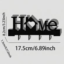 1pc Home Love Shaped Keychain Wall-Mounted Entrance Tissue Frame With Hook, Comes With Transparent Nano Double-Sided Tape, No Need For Drilling, Fine Design, Suitable For Home Decoration In The Living Room - màu đen - Xem 4