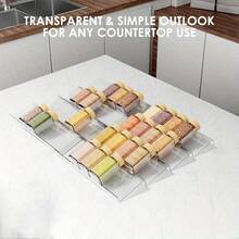 1 قطعة/4 قطع منظم درج التوابل | تصميم بلاستيكي شفاف مائل | متعدد الأحجام، مناسب للخزائن والأسطح | شفاف، حل تخزين مطبخ حديث، برطمانات التوابل، سلة الرف