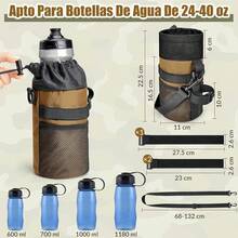 WOTOW Bolsa de Botella de Agua para Bicicleta, Universal Portabotella de Agua con Correas Ajustables y Bolsillos, Impermeable Portátil Organizador de Bolsa de Copa para Bicicleta Moto Sillas de Ruedas - Marrón - Ver 8