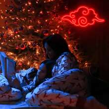 1 pieza Señal de neón de la Nube Roja de anime genial para decoración de pared de la sala de juegos, alimentada por USB, regalo perfecto para jugadores, entusiastas del cine y entusiastas de los modelos