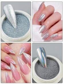 6 Colors Nail Powder, Rainbow White Pearl Powder, Holographic Unicorn Powder, Nail Glitter Powder, Metallic Mirror Effect, DIY Nail Art Gift, Suitable For Home Manicure & Salon - 彩色 - 查看 5