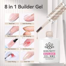 BORN PRETTY Builder Gel For Nails, 8-In-1 Extension Gel Strengthener Gel Hard Builder Nail Gel Base Top Gel, Natural Nude Gel Builder Rhinestone Nail Glue Gel In A Bottle 15ML{"Color_name":"15mlBuilderGel8in1-NaturalNude"} - 15毫升 Builder Gel8in1-自然裸色 - 查看 3