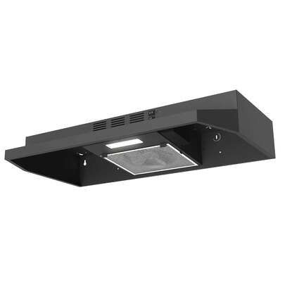 Range Hood 30 Inch Under Cabinet, Ducted/Ductless Convertible Kitchen Hood, Stainless Steel Vent Hood With LED Light,Under Cabinet Hood With 2 Speed Exhaust Fan,Black