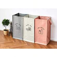 Separate Recycling Waste Bin Bags For Kitchen Home Recycle Garbage Trash Sorting Bins Organizer Waterproof Baskets Compartment Container Set Of 3 Color Pack