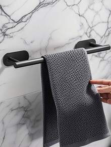 1pc Bathroom Towel Bar, No Drilling Towel Rack, Wall Mounted Bathroom Hanger, Cloth Rack - Multicolor - View 3