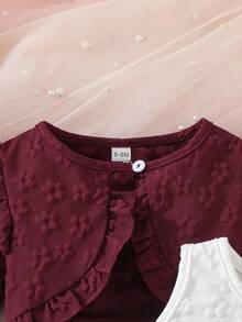 2 Stücke/Set Baby Mädchen Lässig Schneeflocken Muster Strickjacke und Schleife Tüll Kleid Outfit