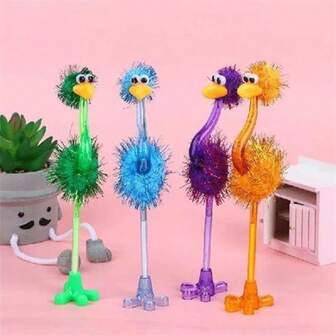 Plush Ballpoint Pen, Colorful Ostrich Ballpoint Pen, Creative Decompression Ornament, Suitable For Schools, Offices, Signatures, Stationery, Pens, Gifts, Christmas Gifts, Christmas, Valentine's Day Gifts