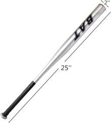 Forrader Baseball Bat 25 Inch Aluminum Alloy Thick Baseball Stick Bar… - Sliver - View 2