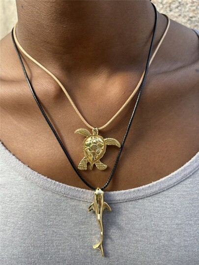 Ocean Animal Series Necklace, Turtle & Dolphin Pendant Jewelry, Unique & Versatile