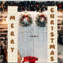 2 PIEZAS Bandera de pancarta de Feliz Navidad para decoración del porche, hecha de material de poliéster, adecuada para letreros de Feliz Navidad, decoraciones de fiesta para el porche y la pared