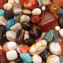 50g/Paquete, aproximadamente 20-40 piezas de cuentas acrílicas asimétricas, cuentas sueltas de estilo mixto, cuentas de moda casual vintage marrón para otoño/invierno, para hacer joyas, manualidades DIY, cuentas espaciadoras para collares, pendientes, joyas, artesanías, adornos para teléfonos, llaveros, accesorios decorativos - Mezclar formas - Ver 2