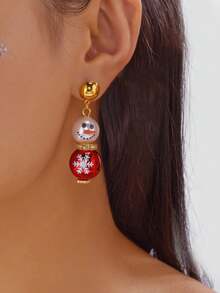 1 Pair Elegant Versatile Snowman & Snowflake Earrings, Suitable For Men And Women, Holiday Party, Daily Wear, Exquisite Christmas, Thanksgiving, Holiday, Birthday Gift