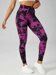 Women Sports Leggings - 玫紅色 - 查看 4