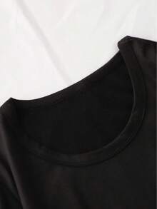 Women's Casual Short Sleeve T-Shirt - Soft And Breathable Polyester Blend, Quick Dry, Loose Fit, Bold 'Blind' Letter Print, Machine Washable, Suitable For Daily Outdoor Wear, Summer Clothes, Graphic Top, Lightweight Streetwear, Fashion Printed T-Shirt - 黑色 - 查看 5