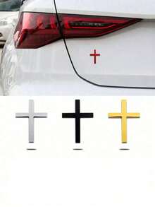 1pc Metallic Cross Car Bumper Sticker, Rear Car Decor, Car Scratch Protection Covering - Multicolor - View 7