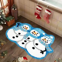 سجادة حمام ديكور رجل الثلج عيد الميلاد، سجادة منطقة، حصيرة الباب - أزرق ريفي، مانع الانزلاق للمنزل والحمام، ديكور منزلي داخلي لعيد الميلاد، هدايا عيد الميلاد، ديكورات منزلية لعيد الميلاد، سجادة مانعة للانزلاق للباب، سجادة حمام مانعة للانزلاق - قابلة للغسل في الغسالة، حصيرة باب من الصوف الاصطناعي عالي الكثافة، مثالية لديكور الحمام أو غرفة النوم، ديكور وإكسسوارات حمام عيد الميلاد، مناسبة لديكور مدخل المنزل مطبخ السجاد