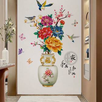 1件套PVC現代花朵圖案牆貼