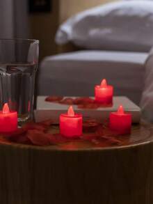 24/12/1pcs Flameless LED Tea Light Candles, Red Battery Operated Electronic Simulation Candles, Suitable For Wedding, Party, Christmas, Valentine's Day And Holiday Celebration Decoration, Can Be Used As Table Centerpiece, Anniversary, Outdoor Decoration, Christmas Decoration, Red Tea Light, Flameless Candle, Christmas Decoration, LED Candle, Twilight Birthday Decoration (Red) - Red - View 10
