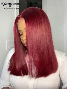 MEGALOOK Salon-Grade Luxury 99J Burgundy 6x5 Lace Front Wig, 200% Density Double Drawn Smooth Straight Hair, Pre-Plucked & Pre-Cut, Beginner-Friendly 99J Burgundy Long Wavy Wig, Suitable For Women's Party Looks, Y2K Aesthetic, Halloween, Holidays - S99J - View 3