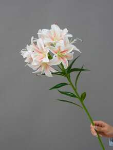 1pc 10-Head Artificial Lily Flower Branch, Living Room Decor, Floral Arrangement, Photography Prop - Multicolor - View 11