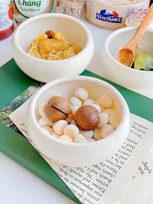 1 Piece Korean Style Ceramic Ins Small Round Bowl Plates Set, Mini Yogurt Oatmeal Bowl, Simple And Stylish Dessert/Uit Salad/Rice/Noodle Bowl, Suitable For Restaurants,Kitchen Accessories, Used To Hold Various Party, Gathering, Snack Shop, Food, Home Decoration