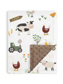 1 Stück Baby/Kleinkind Decke, weich & leicht, doppellagiges Pünktchen Rückenmaterial, geeignet für Babybett, mit süßem Bauernhoftier Muster, Größe 30 x 40 Zoll