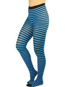 ToBeInStyle Women's Striped TightsHalloween New Year - 白色/紫紅色 - 查看 6