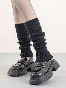 1 Pair Black/2 Pairs Black&White Fashionable Women's Leg Warmers With Ruffle,Slouch Leg Warmers Fall And Winter, Cozy - màu đen - Xem 2