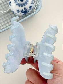 OUSEON 花卉/蝴蝶图案印花复古发爪夹，闪亮面料设计醋酸纤维素发爪夹，防滑贝壳法式发饰，适合女性女孩浓密头发，优雅发夹，冬季发饰，花朵发夹 - 彩色 - 查看 3