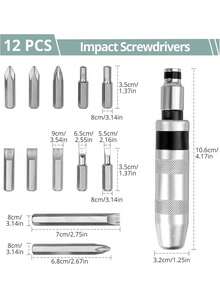 Juego de destornilladores de impacto de 13 piezas en caja de hierro - Plateado - Ver 4