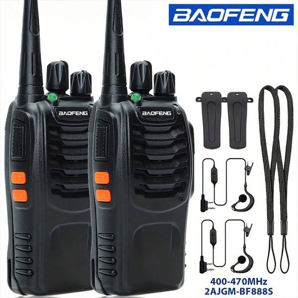 2 piezas Baofeng BF 888S Walkie Talkie UHF 400-470MHz 888s, transceptor de radios de dos vías de largo alcance para caza y hotel